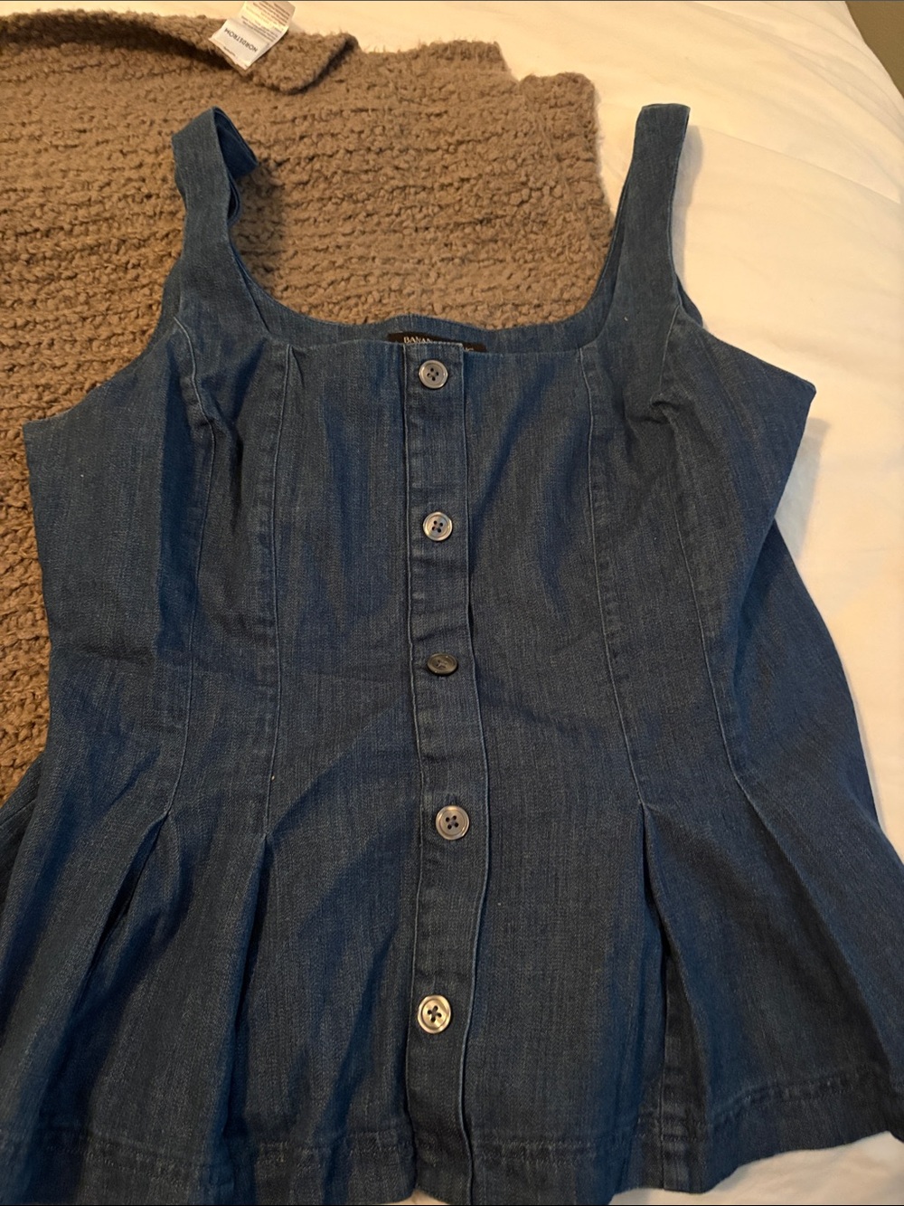 Banana Republic Factory Dark Blue Denim Button-Front Peplum top